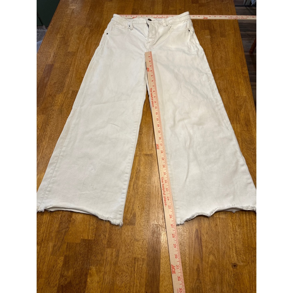 Risen Jeans White Wide Leg Raw Hem Denim Size 9/29 ST-RDP5518
